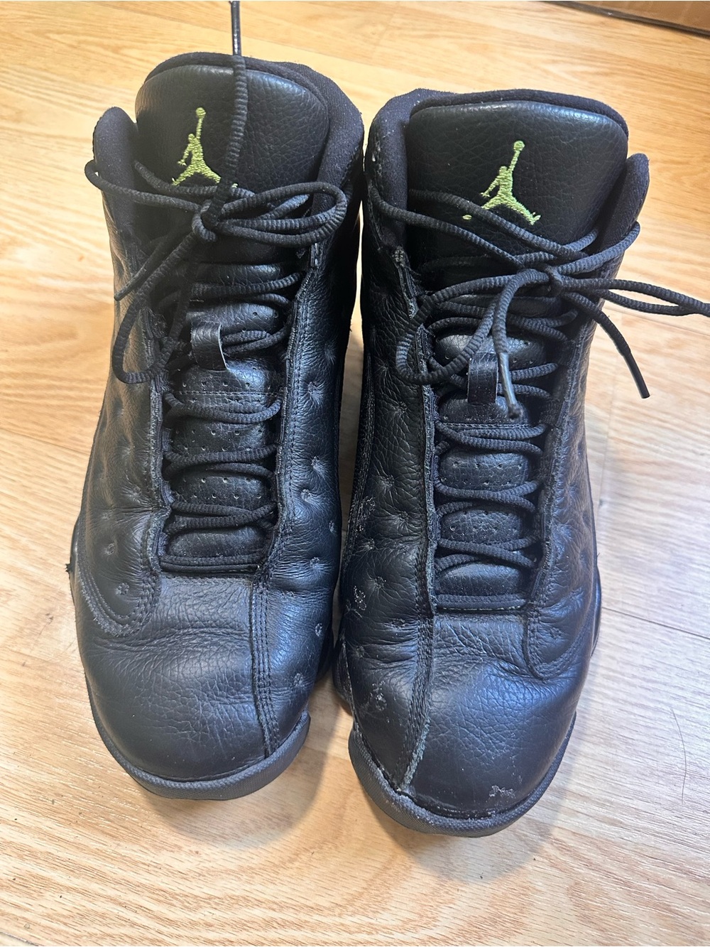 Jordan Black High-Top Sneakers with Lime Jumpman